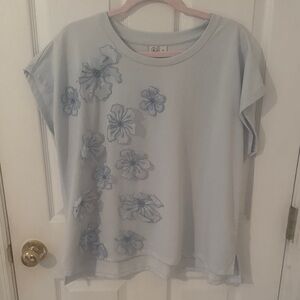 Cato Light Blue Floral Women's Tee